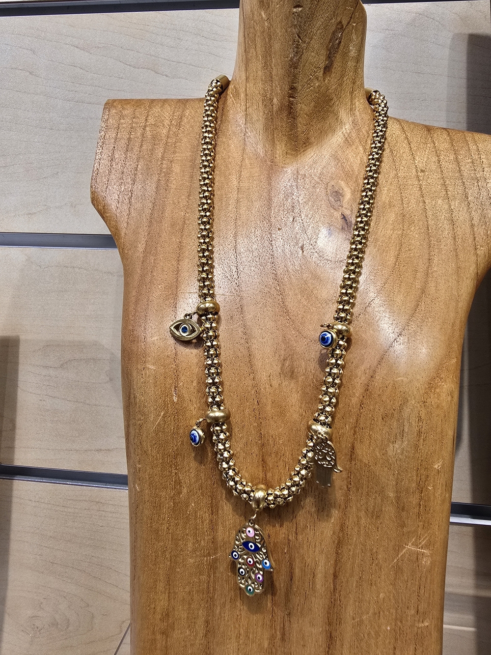 Gold-Tone Evil Eye Hamsa Pendant Necklace - Women Jewelry